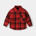 thumbnail image 2 of SHTXOZHI Kids Boys Girls Plaid Shirts Long Sleeve Button Down Collared Shirts with Pocket Casual Jacket, 2 of 3