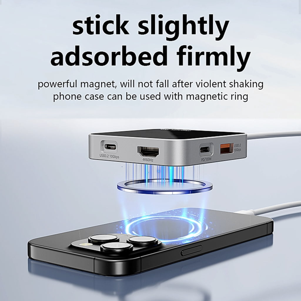 Zeiwohndc Type C Magnetic Adapter 7 in 1/8 in 1 USB C Docking Station USB3.2 10Gbps