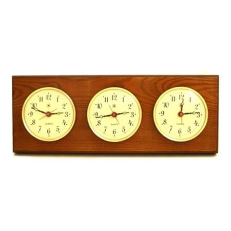 Bey-Berk International WS115 Triple Quartz Clock - Oak Wood
