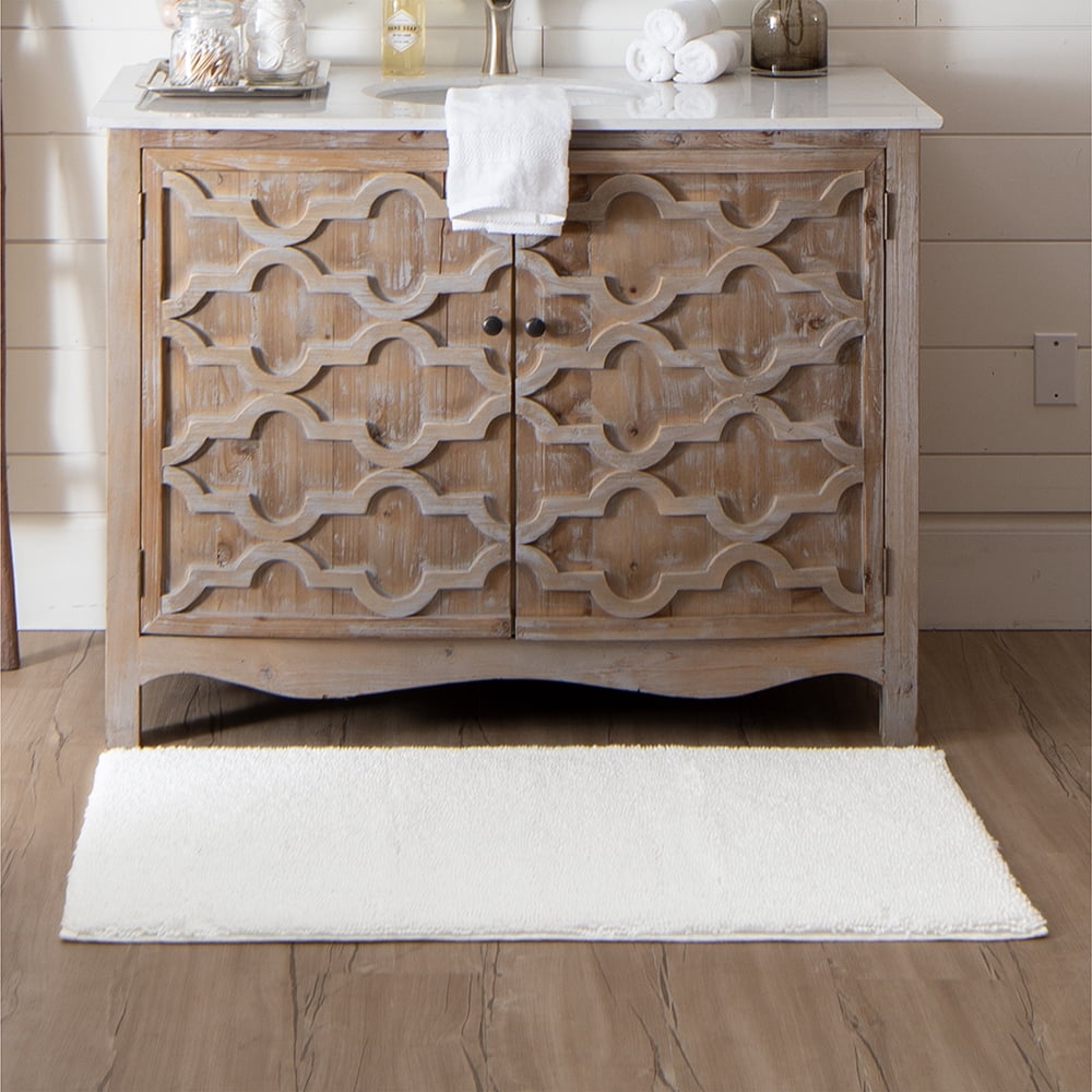 Mohawk Home Classic Cotton Plush Stain/Fade Resistant Non-Slip Washable Bath Mat, White, 2' 3" X 3' 9"