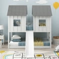 thumbnail image 2 of Euroco House-Shaped Twin over Twin Bunk Bed with Roof and Windows for Kids Teens Bedroom, White, 2 of 12