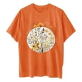 thumbnail image 6 of LEBONYARD Womens Tops Plus Size,Womens Tops Summer 2024 50% off clear,Women's Fashion Summer Round Neck Drop Sleeves Leisure Short Sleeve Flower Printing Tops Orange S, 6 of 7