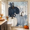 thumbnail image 2 of Navy Blue Fall Shower Curtain, Waterproof Shower Curtains for Bathroom, Thanksgiving Harvest Botanical Pumpkin Vintage Washable Fabric Bathtub Curtain Set Bath Decor with 12 Hooks Long 72"x84", 2 of 8
