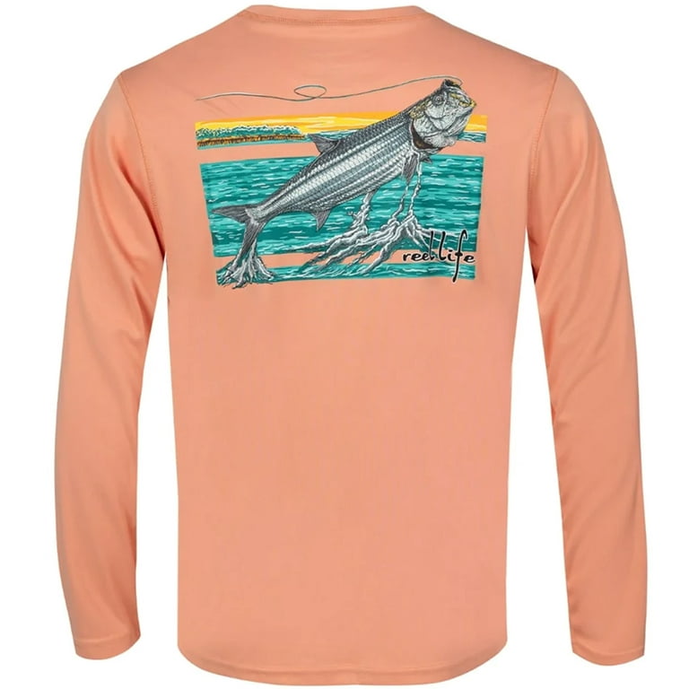 Reel Life 3 Lines Tarpon UV Long Sleeve T-Shirt - 2XL - Blooming Dahlia 
