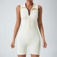 thumbnail image 2 of YFELWZ Women's Plus Size Ribbed Shaping Button Up Sleeveless Yoga Jumpsuit White L, 2 of 5
