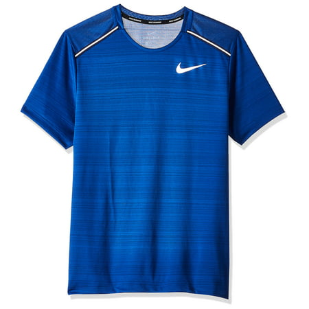 Nike Men's Dri-FIT Miler Short-Sleeve Running Top Pacific Blue/HTR ...
