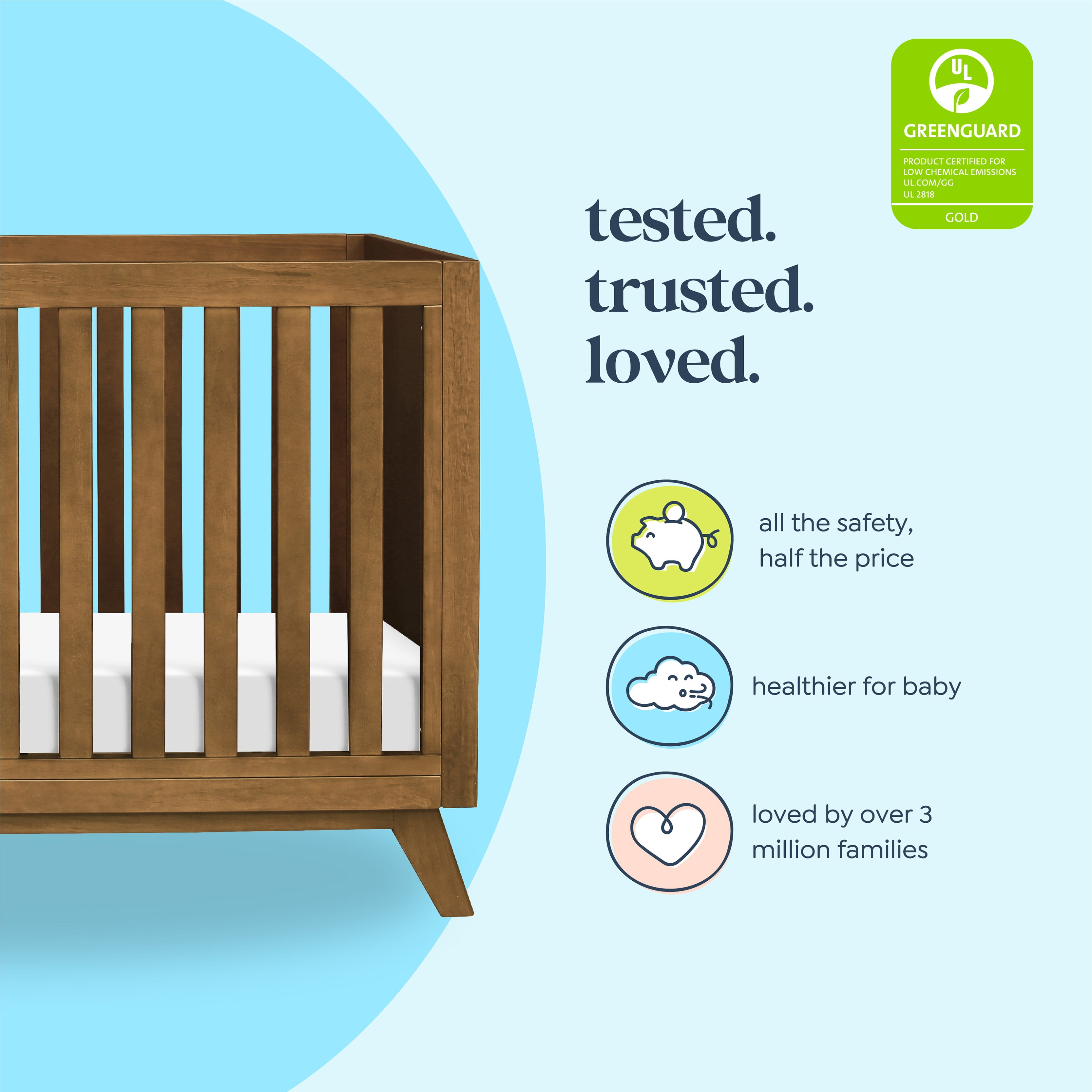 DaVinci Otto Pine Wood 3-in-1 Convertible Crib in Walnut