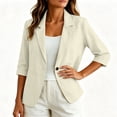 thumbnail image 5 of Tqcoqu Women's Spring Summer Cotton Linen Blazer,Lapel Single Button 3/4 Sleeve Casual Jacket with Pockets,Khaki Women's S-XXL, 5 of 8