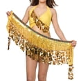 thumbnail image 6 of Women's Sparkly 2Pcs Belly Dance Outfits Sequin Tassel Bra Crop Top with Fringe Hip Scarf Sets Sexy Latin Dress, 6 of 6