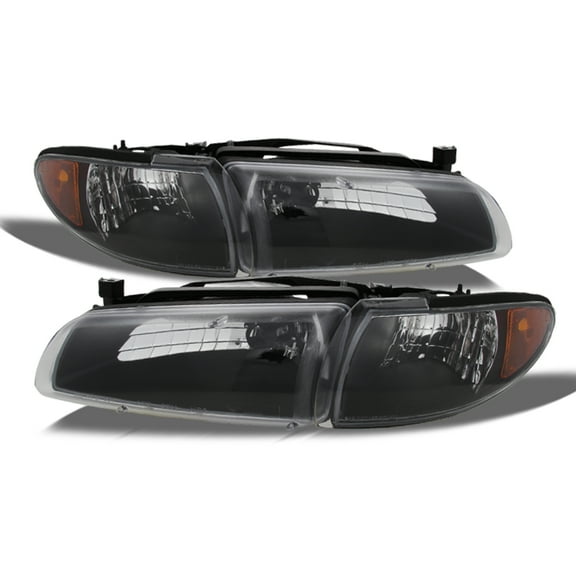 AKKON - For Pontiac Grand Prix Replacement Headlights w/ Amber Corner Signal Lights Driver/Passenger Combo Black