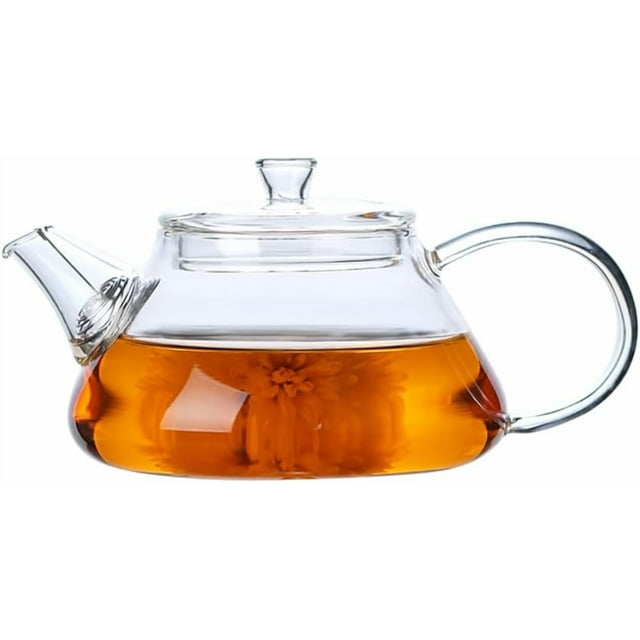 Mini Glass Teapot, Clear, 8oz/250ml, Transparent, Borosilicate Glass, Suitable for One Person, Dishwasher Safe