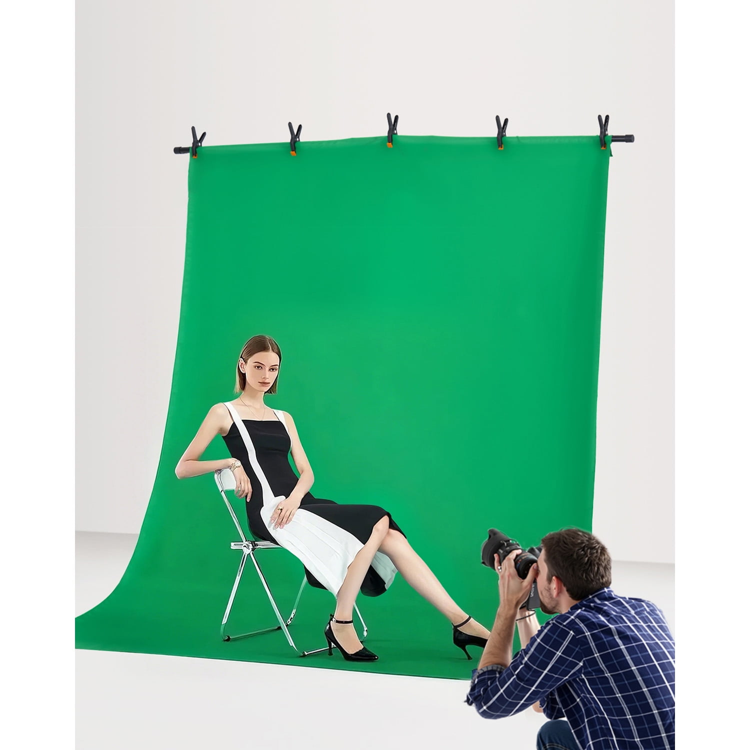 KFFKFF Backdrop Support, 5 x 6.5 ft Modifiable Picture Backdrop Support Set, Movable Background Stand with 3 Crossbars, Robust Projector Screen Support, for Photography Video Studio & Gathering