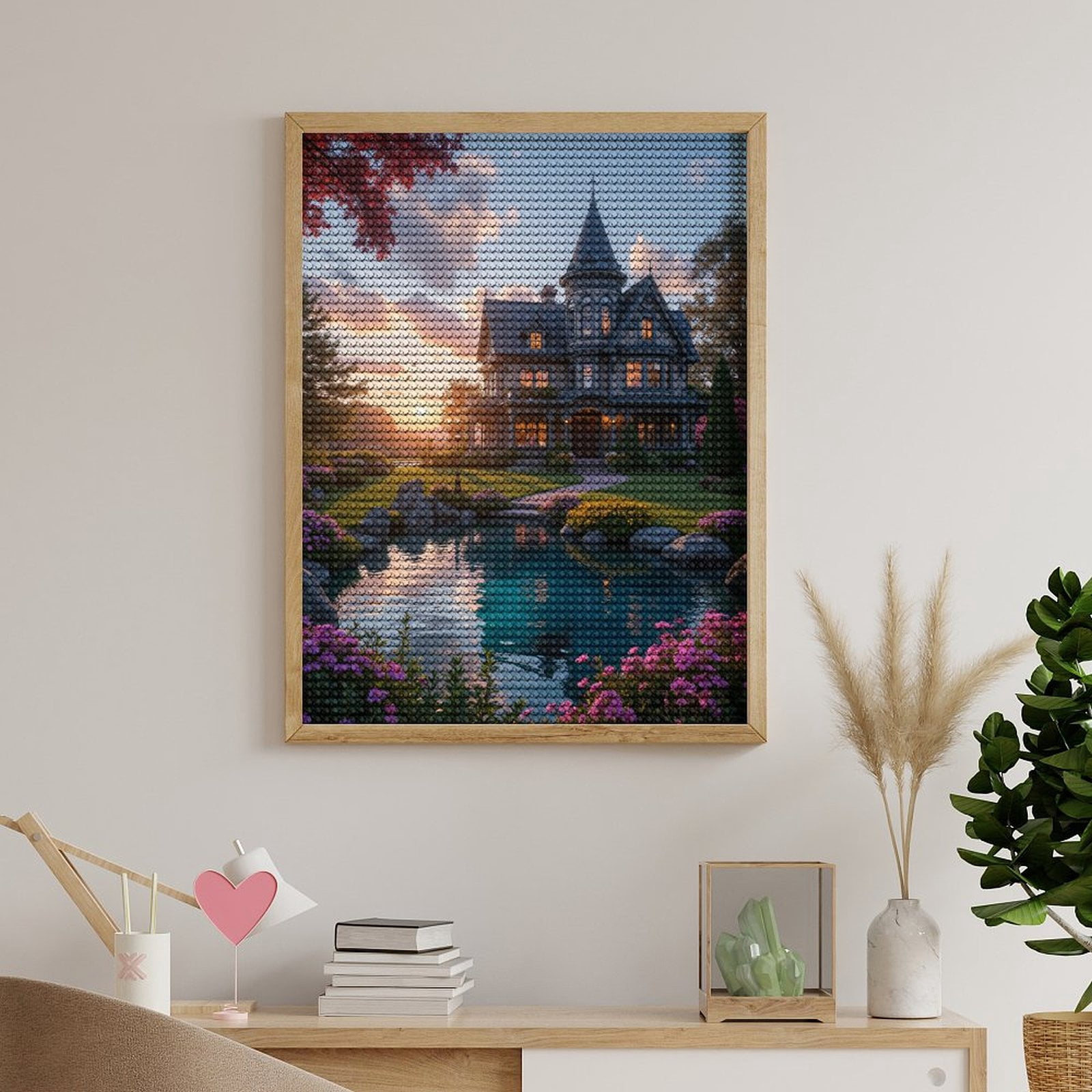Diamond Art Kits for Adults, Victorian House Garden Sunset Scene 5D Diamond Painting Kits for Adults Beginners, DIY Full Drill Diamond Painting, Gem Art and Crafts 12x16