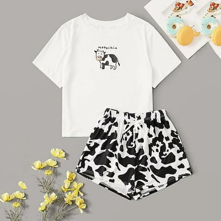 

Mishuowoti Overall Women Womens Super Soft Set Casual Service Cute Home Printed Pajamas Women Suits & Sets