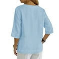 thumbnail image 4 of Kaemgyyd Womens Cotton Linen Shirts Lightweight V Neck 3/4 Sleeve Blouses Loose Fit Button up Shirt Casual Comfort Work Tops, 4 of 7