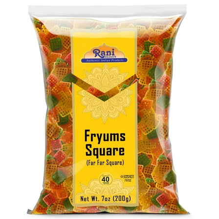 Rani Far Far / Fryums (Wheat & Tapioca Pellet) Square Shape 7oz (200g) ~ Vegan, Kosher, Uncooked, Used to Make Papad, Bhungra / Chip Snack