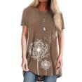 thumbnail image 2 of Qarigey Mujer Impreso Cuello Manga Corta Túnica Camisa Prendas para la parte del cuerpo Café S, 2 of 5