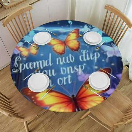 

Autua Butterflies Round Tablecloth Stain-Resistant Washable 100% Polyester Ideal for Indoor Outdoor Restaurants Parties Home Kitchen Decor with Elastic Edge 42 -46