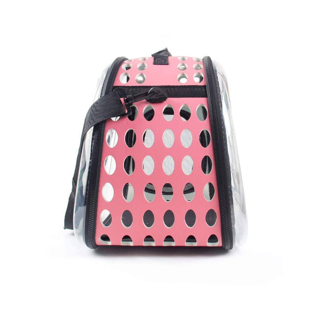 Pet Bag, Dog Transparent Carrier Cage EVA Portable Outdoor Travel Bag Cat Dog Handbag Backpack (L, Pink)