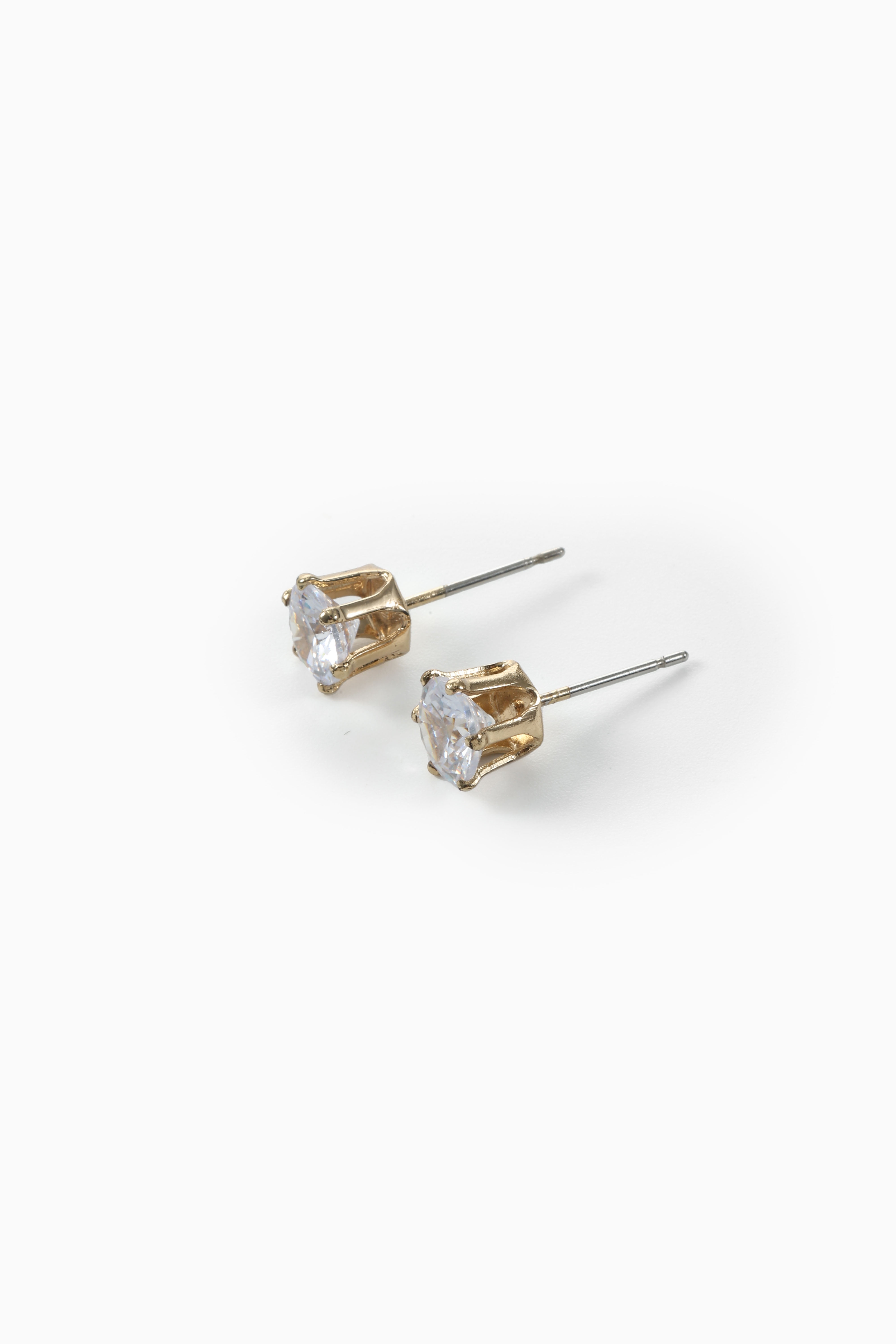 Time and Tru Goldtone Round CZ Stud Earrings, 1 Pair
