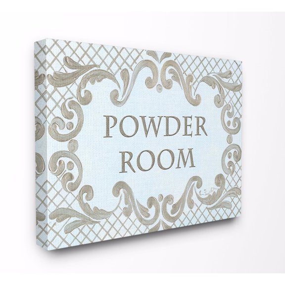 Stupell Powder Room Aqua And Gold Lattice Bathroom Wall Art 30x40