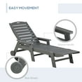 thumbnail image 4 of Outsunny Outdoor Chaise Lounge Chair Recliner w/ Wheel Adjustable Back Gray, 4 of 9