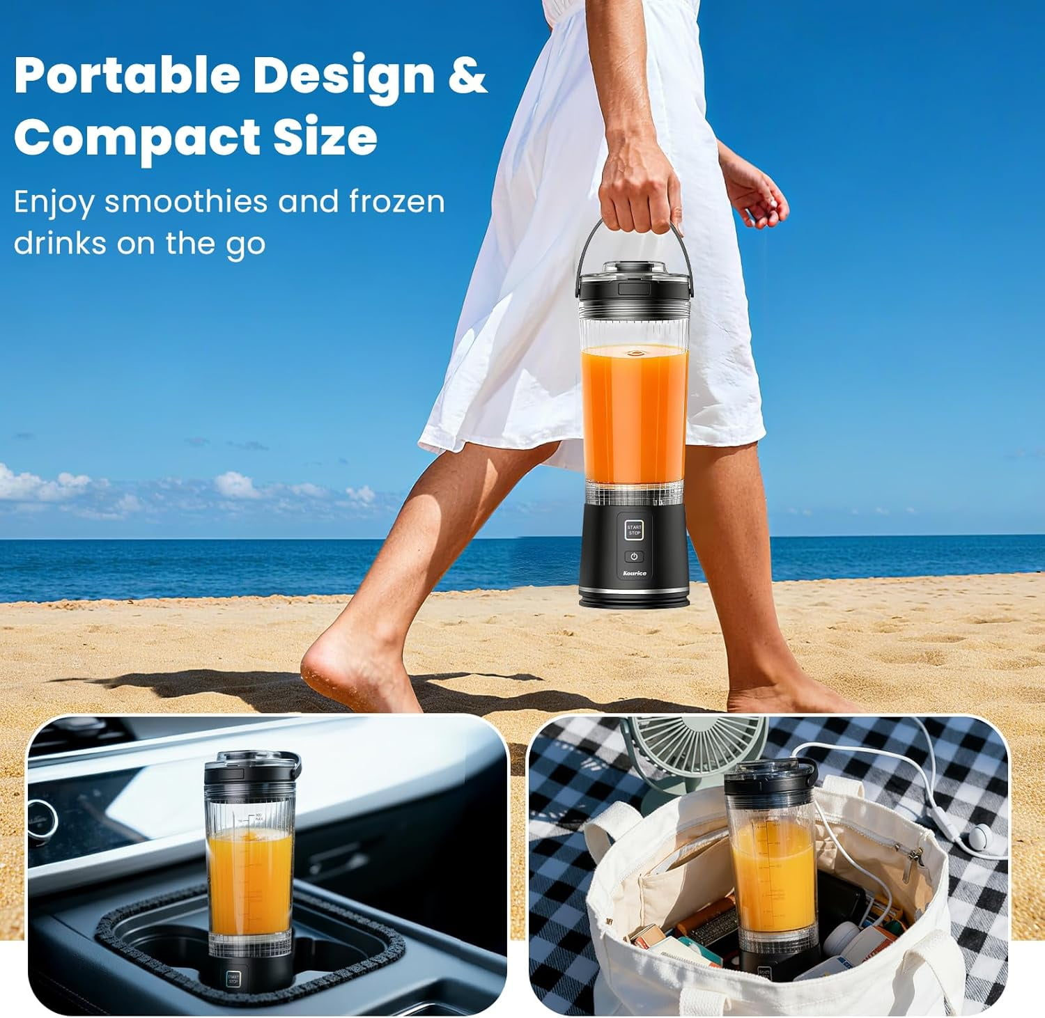 Personal Size Portable Blender for Shakes & Smoothies with TurboForce Motor