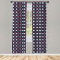 thumbnail image 2 of Ambesonne Abstract 4-Panel Curtains, Retro Circles Stripes, 56"x95", Dark Coral Night Blue, 2 of 4