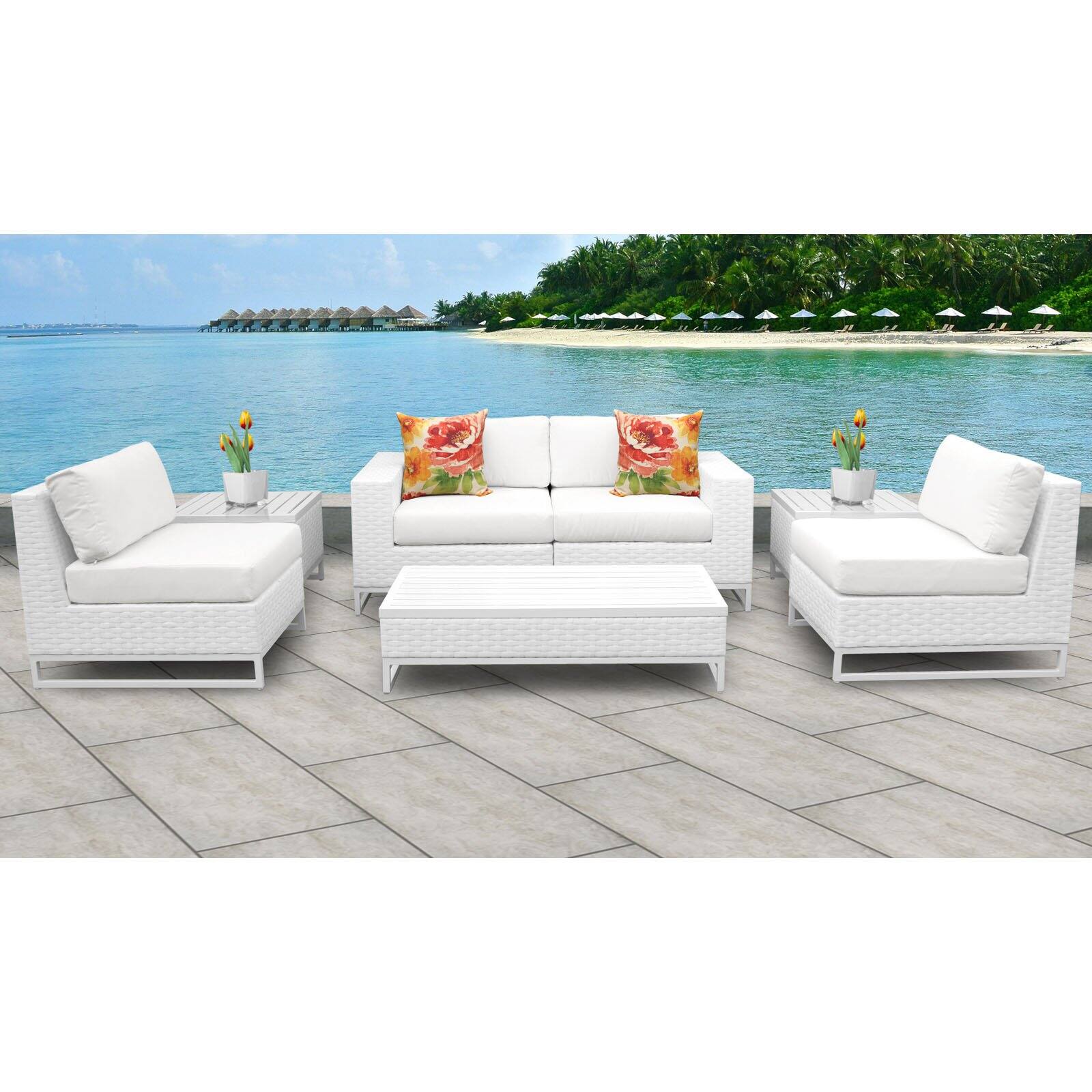 TK Classics Miami 7 Piece Outdoor Wicker Patio Furniture Set 07e - image 3 of 3