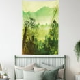 thumbnail image 4 of Green Tapestry, Landscape Illustration with Mountains and Blooming Spring Trees Pattern, Wall Hanging for Bedroom Living Room Dorm Decor, 40W X 60L Inches, Green and Pale Green, by Ambesonne, 4 of 5