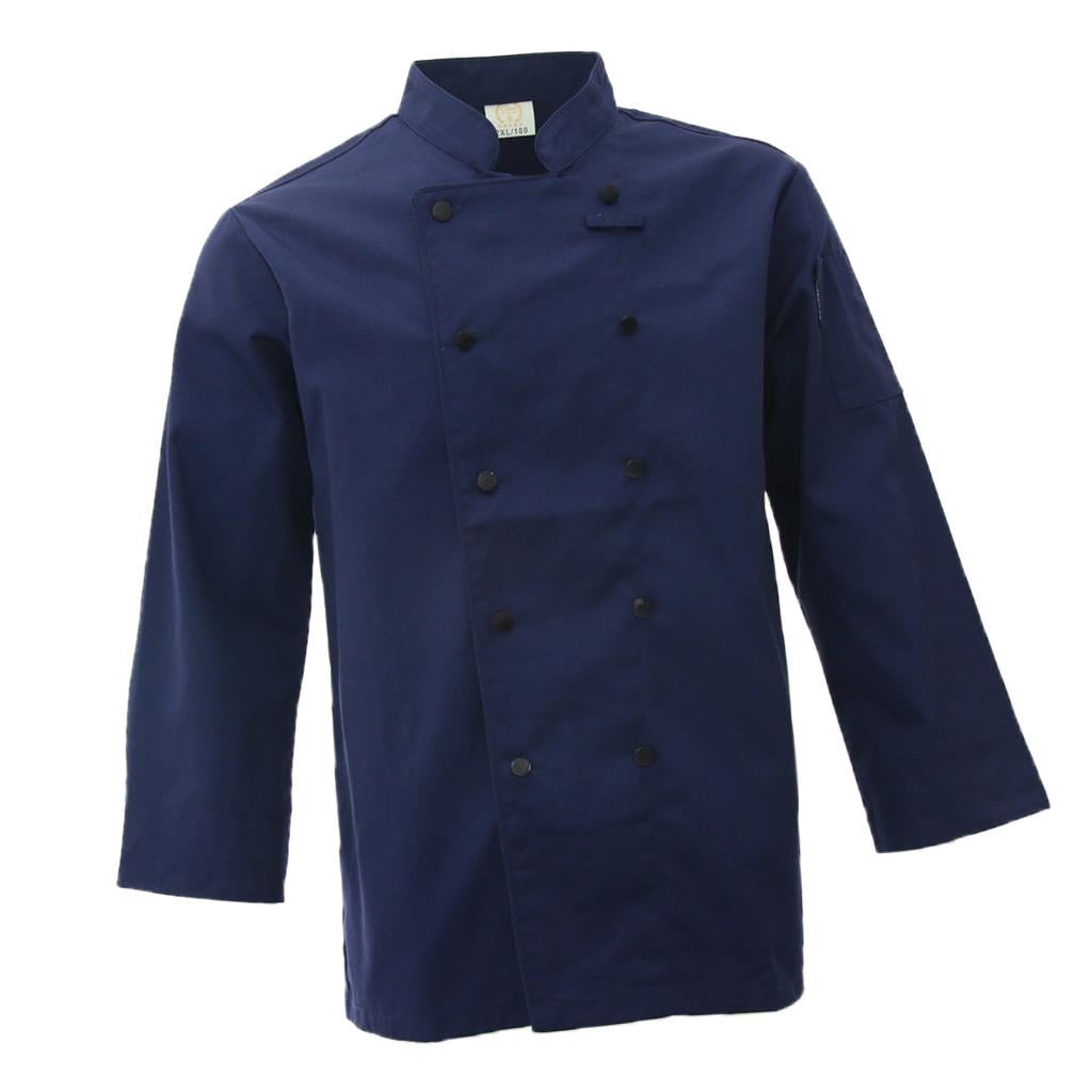 Red Cotton Blend Unisex Chef Coat Jacket Uniform Restaurant Anti-Wrinkle 