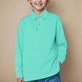 thumbnail image 2 of CAUYDY Toddler to Youth Boys' School Uniform Casual Polo Shirts Kids Long Sleeve Collared Golf Shirt(L101-Green,14-15 Y), 2 of 4