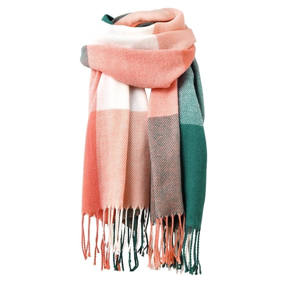 Colorful Plaid Scarf For Women Fall Winter Pashmina Scarves Wraps For Cold Weather Warm Large Warm Scarf For Women Pink One Size