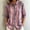 Pink, variant on Morttic Women's Striped Lapel Collar Button Down Shirt – Collared Puff 3/4 Sleeve Blouse, Casual Loose Summer Top Purple,S
