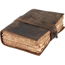Leather Bound Vintage Journal for Women & Men - Book of Shadows - Lock Closure - 200 Pages of Antique Deckle Edges Handmade Paper - Rustic Brown Color - 7 X 5 inches