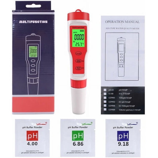 Bolígrafo de prueba portátil 4 en 1 de pH/TDS/EC/TEMP 9908, comprobador de calidad del agua, conductividad, retroiluminado