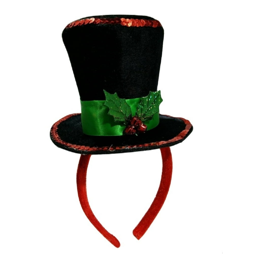 Mini Snowman Caroler Top Hat Headband Christmas Mistletoe Holly Berries
