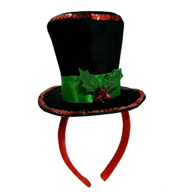 Mini Snowman Caroler Top Hat Headband Christmas Mistletoe Holly Berries 