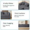 thumbnail image 3 of Puremind L Shaped Sectional Couch with Chaise, Upholstered Chenille Curved Sofa with Throw Pillows for Living Room/Apartment, No Assembly Required, Dark Gray, 3 of 8
