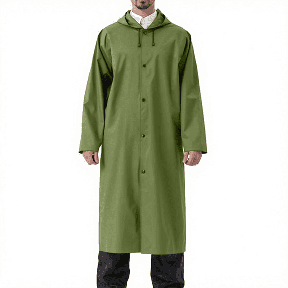 Aofany Long Rain Jacket, Waterproof Raincoat with Hood and Reflective Strip, Men's Lightweight Reusable Loose Rainwear for Adult Rainday Outdoor Activity, Universal