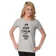 thumbnail image 3 of Keep Calm Fish On Fishing Enthusiast Womens Fitted Plus Size Graphic Tee Brisco Brands 3X, 3 of 5
