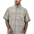 thumbnail image 1 of XDZJLR Mens T Shirts Summer Plaid Short Sleeved Lapel Stand Collar Button Down With Pocket Tops, 1 of 5