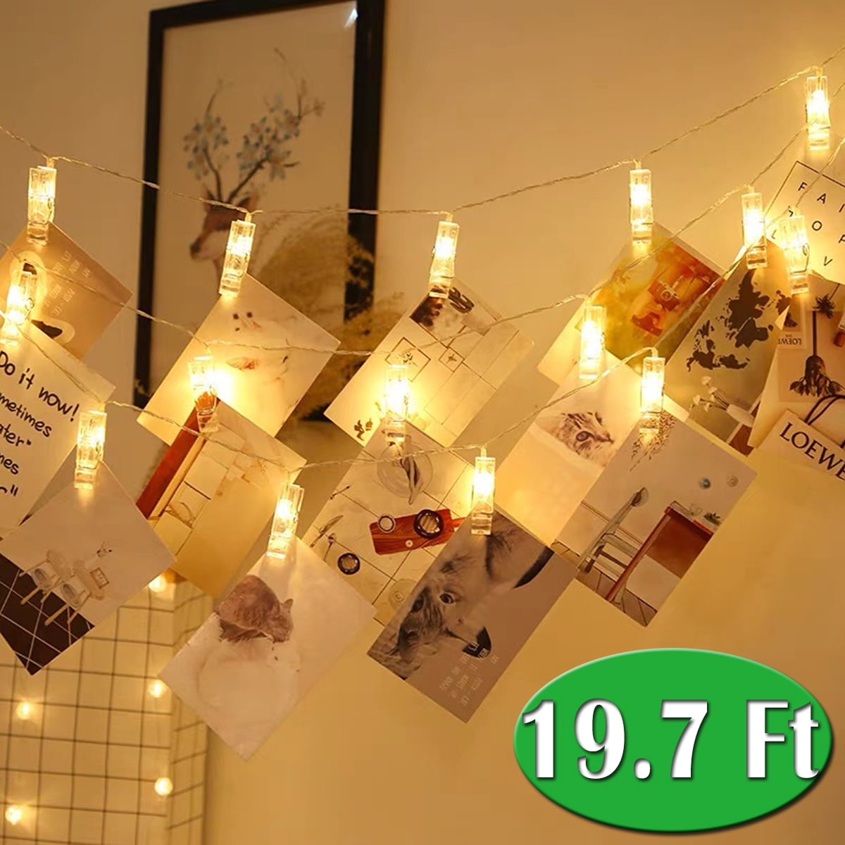 Photo Clip String Lights 40 LED Photo Clips Hanging Photos Pictures Cards Memos for Bedroom