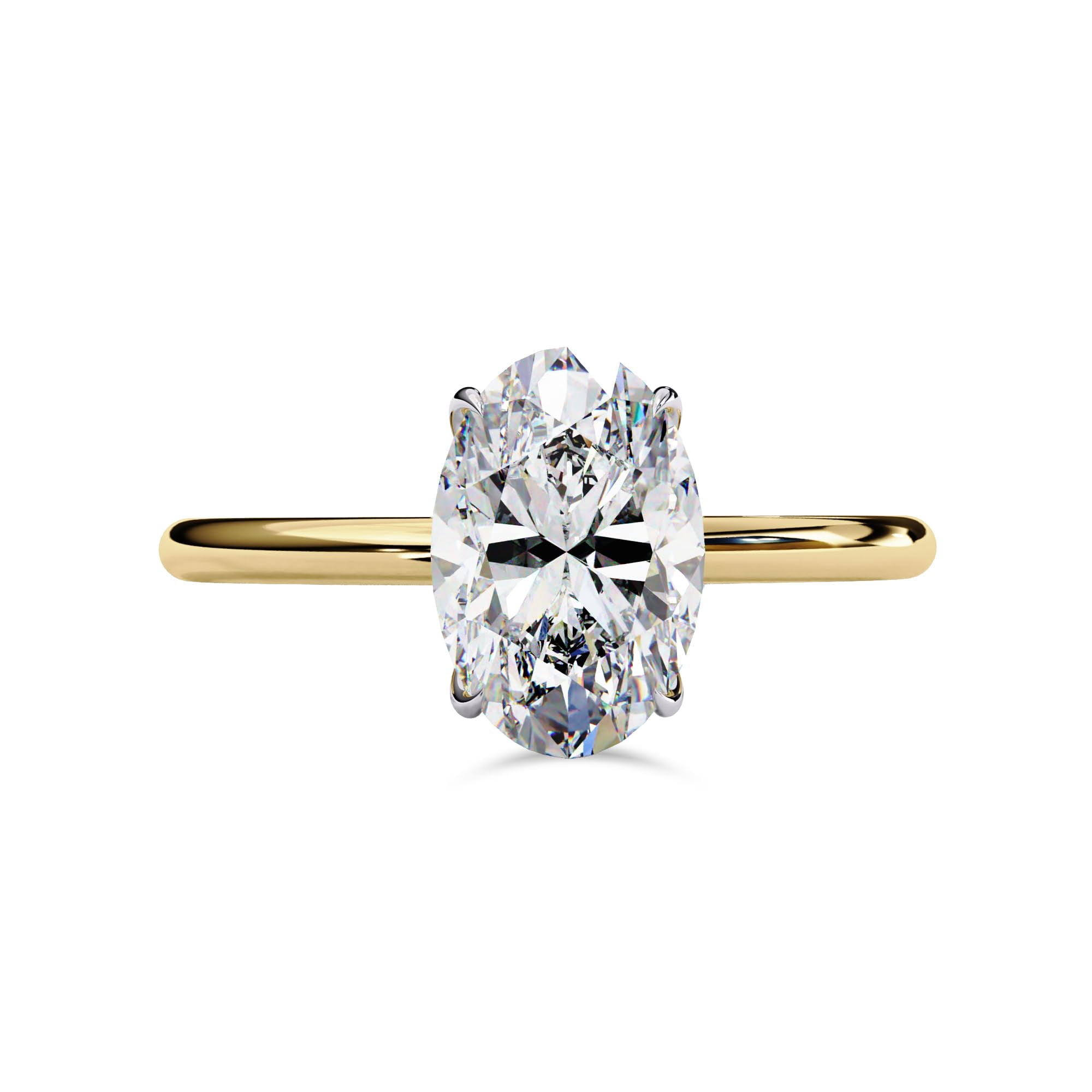AFFY Solitaire Engagement Rings For Women, Center 9x6mm Oval Cut Lab Created Moissanite Wedding Anniversary Ring in 10K Solid Yellow Gold Size-5.5