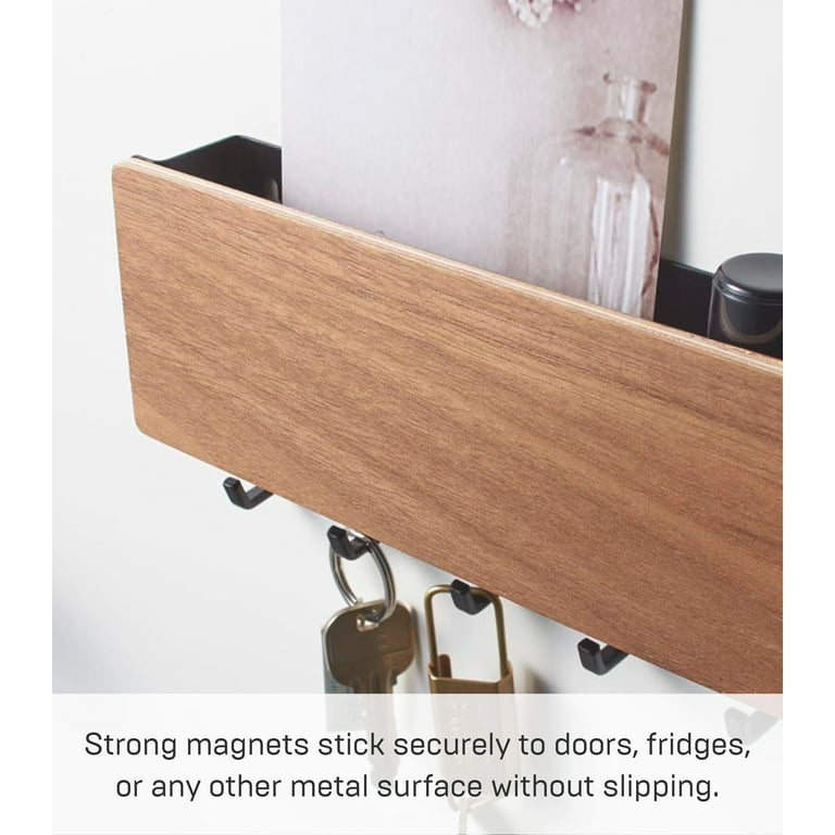 Yamazaki Home Magnetic Key Rack Walnut Steel Wood Supports 2 pounds Magnetic Walmart