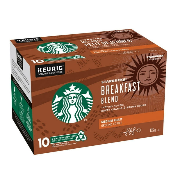 STARBUCKS Breakfast Blend Medium Roast Ground Coffee K Cup Pods