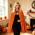 thumbnail image 2 of HOWPAY Halloween Capes For Adults Print Tie Front Hooded Cape Shawl Party Cloak Stage Cosplay Outfit For Holiday Masquerade Event Halloween Costumes One Size, 2 of 7