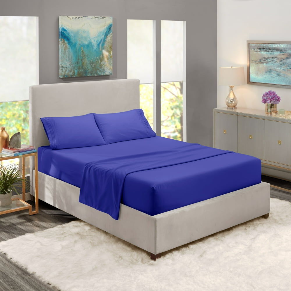 RV/Short Queen Size Bed Sheets Set Royal Blue, Luxury Bedding Sheets