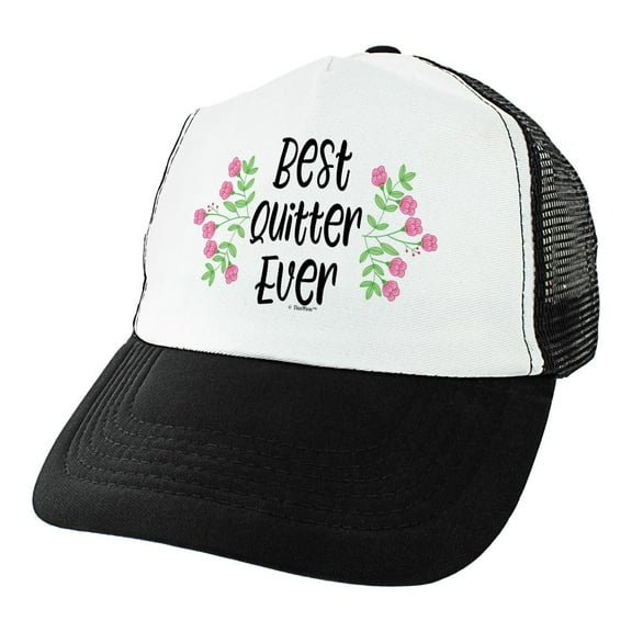 ThisWear Retirement Gifts for Women Best Quitter Ever Floral Trucker Hat Black