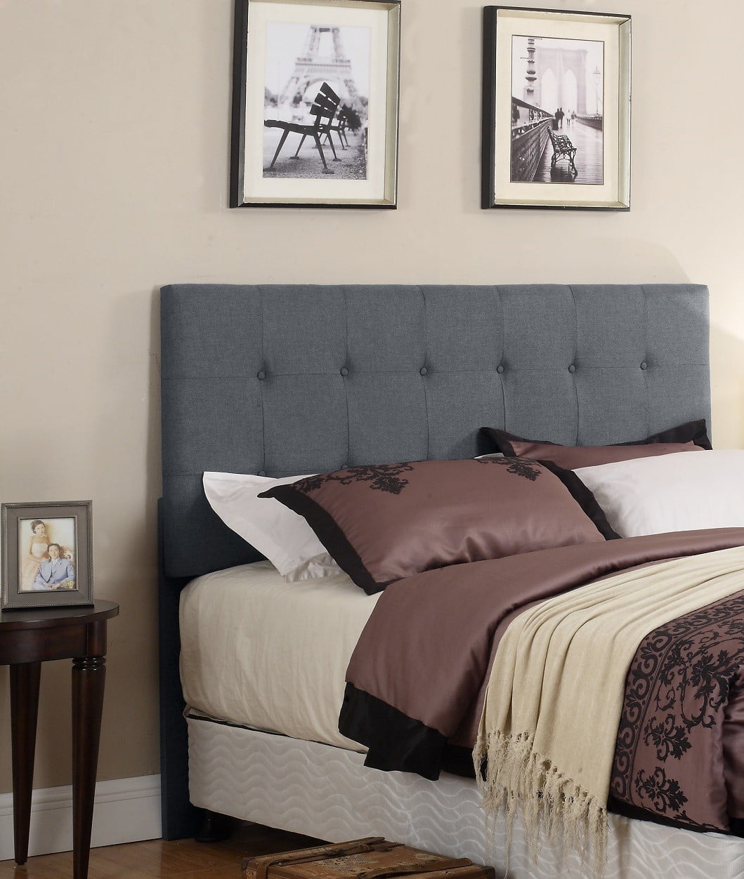 Uspridefurniture Eilidh Upholstered Panel Headboard, Suitable for full or queen size beds, Fabric, foam, and wood material
